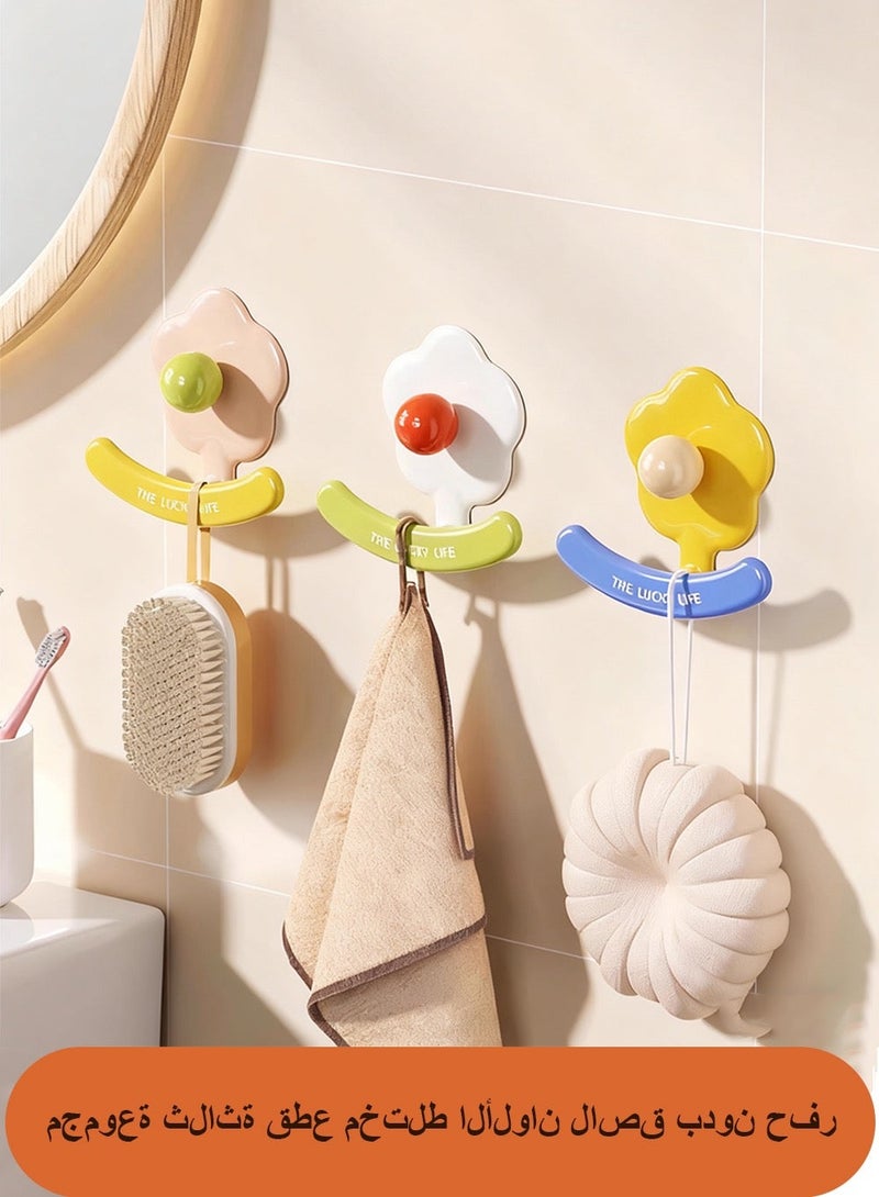 3 pieces of mixed colors Adorable Flower Hooks - No Trace Heavy-Duty Hair Tie Storage Solution - Image 1