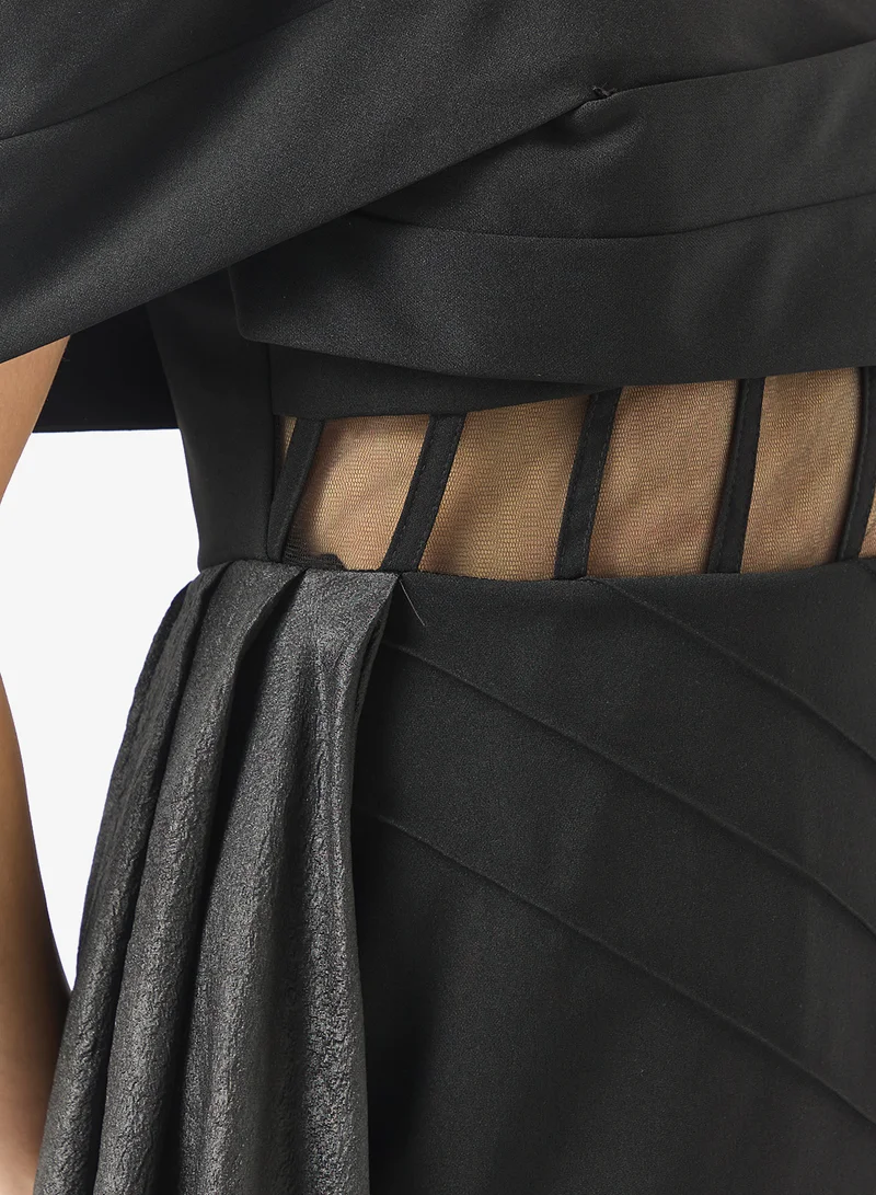 Namshi x Off Shoulder Dress With Sheer Corset Detail