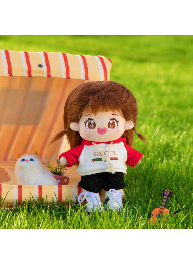 20cm No Attribute Fried Hair Star Doll Spot Cotton Doll Clothes Set Can Be Changed Humanoid Doll Wholesale-Specifications:20cm Cotton Doll Universal-Color:Yellow Velvet Cardigan Pullover [clothes Only]]  - Image 4
