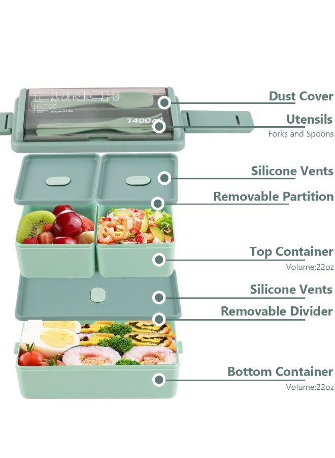SUCITY 2- Layer Leakproof Bento Box-Large Lunch Box with Compartments und Cutlery Set-Food Picks for Lunch Box Containers for Adults-Microwave Food SafeBento Boxes  - Image 5