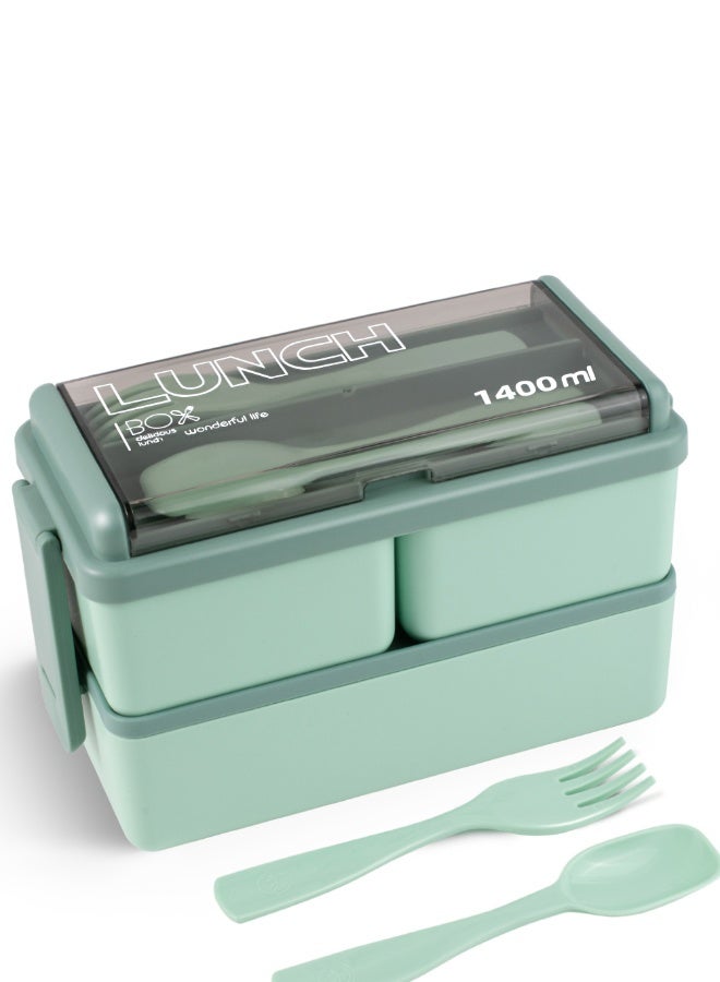 SUCITY 2- Layer Leakproof Bento Box-Large Lunch Box with Compartments und Cutlery Set-Food Picks for Lunch Box Containers for Adults-Microwave Food SafeBento Boxes  - Image 1