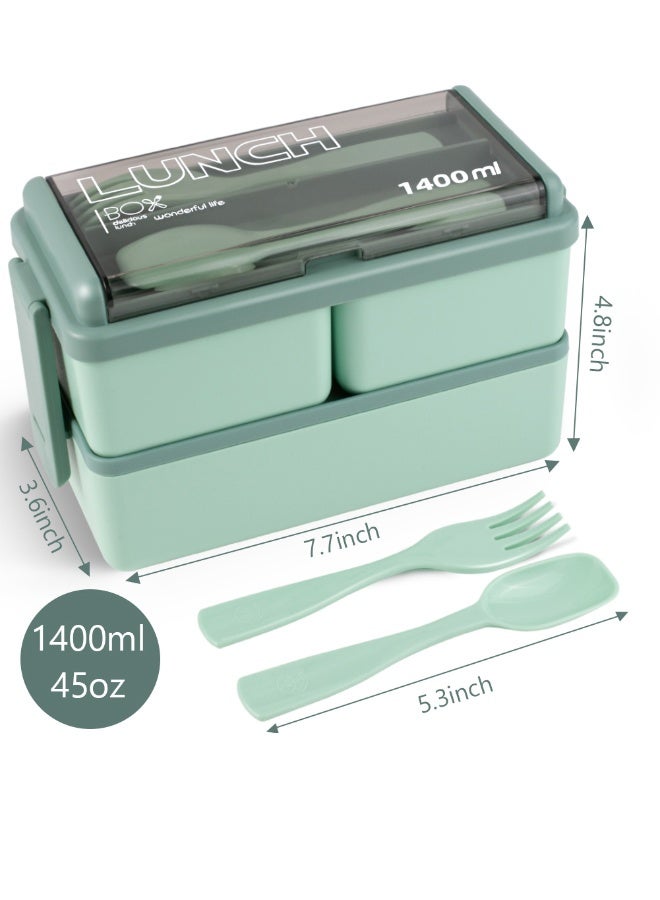 SUCITY Large Lunch Box 2- Layer  with Compartments and Cutlery Set-Food Picks for Lunch Box Containers for Adults-Microwave Food Safe Bento Boxes Leakproof Bento Box - Image 1