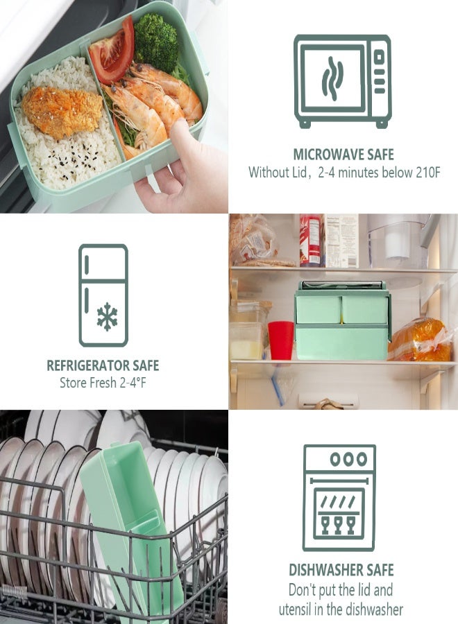 SUCITY Large Lunch Box 2- Layer  with Compartments and Cutlery Set-Food Picks for Lunch Box Containers for Adults-Microwave Food Safe Bento Boxes Leakproof Bento Box - Image 5