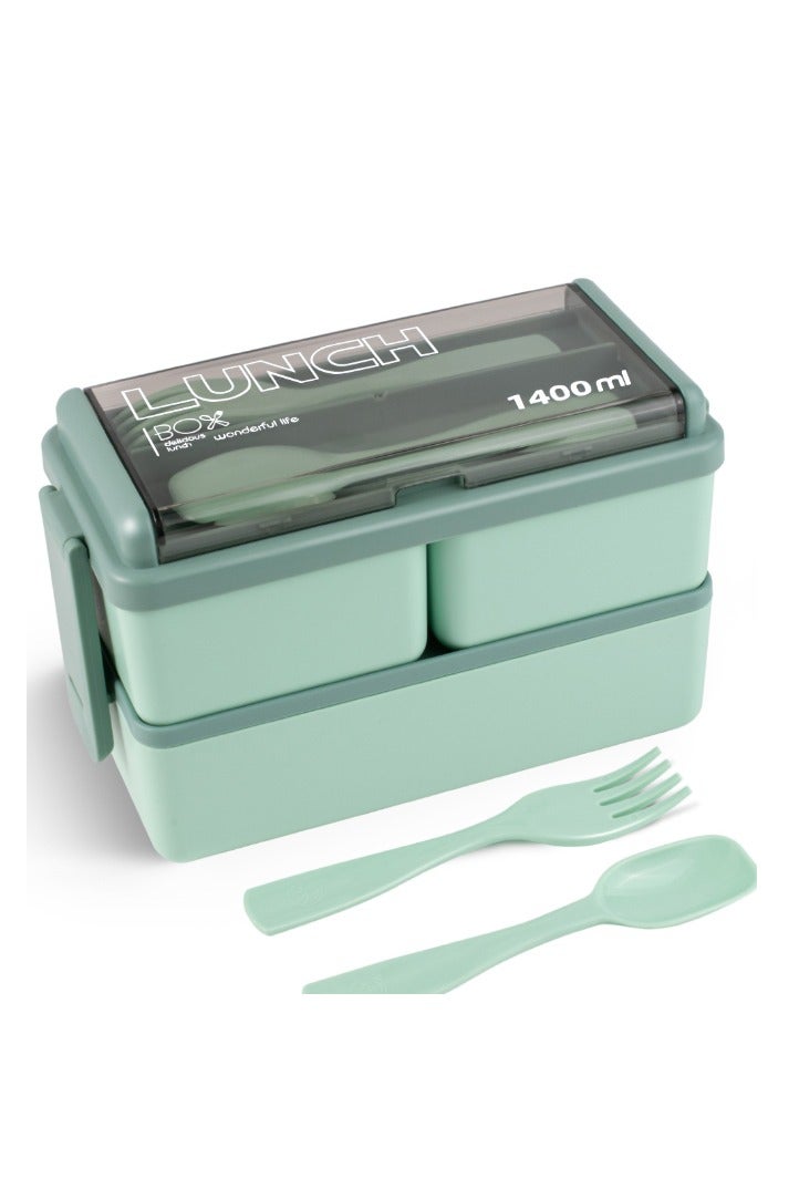 SUCITY Large Lunch Box 2- Layer  with Compartments and Cutlery Set-Food Picks for Lunch Box Containers for Adults-Microwave Food Safe Bento Boxes Leakproof Bento Box - Image 2