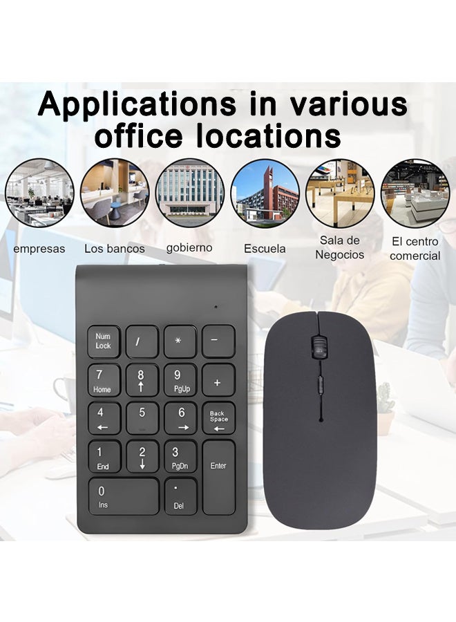 Wireless Numeric Keyboard and Mouse Combo, Mini 2.4G 18 Keys Number Pad, with 1200 Dpi Mouse and Receiver,  Portable Silent Financial Accounting Numeric Keypad Keyboard Extensions , PC, Desktop, Not