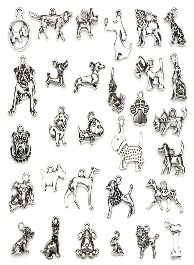 Kinteshun Assorted Dogs Pet Charm Pendant for DIY Jewelry Making Accessaries(30pcs,Antique Silver) - Image 1