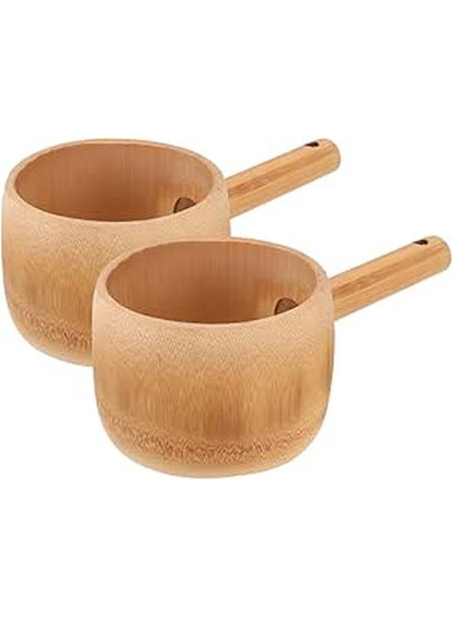 Long Handle Water Ladle 2 Pack Natural Wood Kitchen Scoop For Soup Garden And Tea Ceremony - Image 1