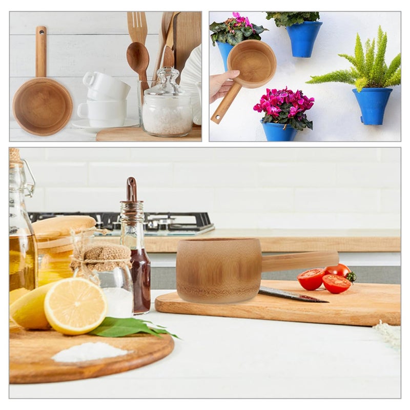 Long Handle Water Ladle 2 Pack Natural Wood Kitchen Scoop For Soup Garden And Tea Ceremony - Image 5
