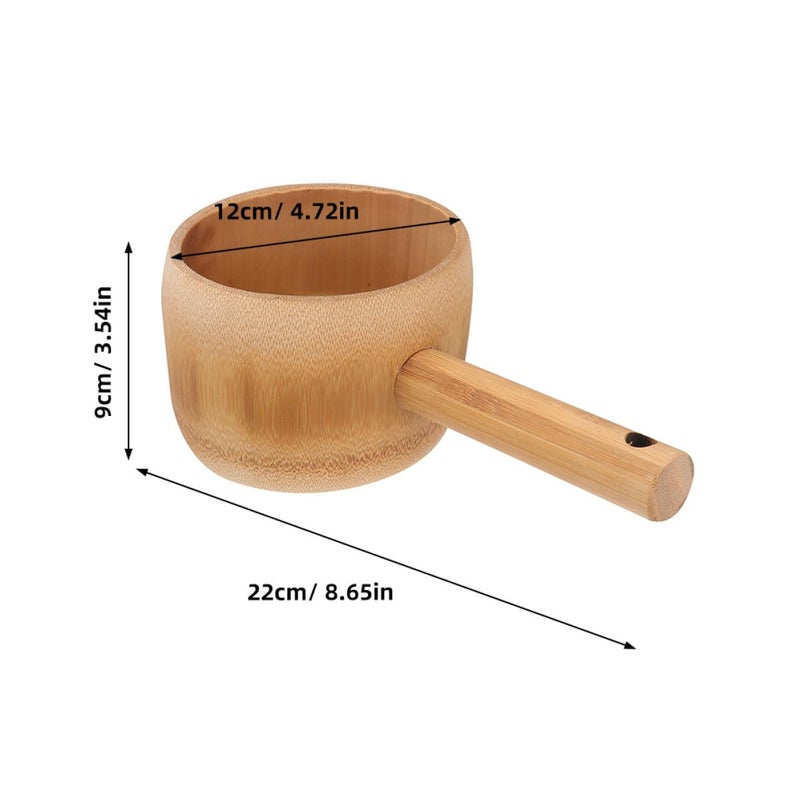 Long Handle Water Ladle 2 Pack Natural Wood Kitchen Scoop For Soup Garden And Tea Ceremony - Image 3