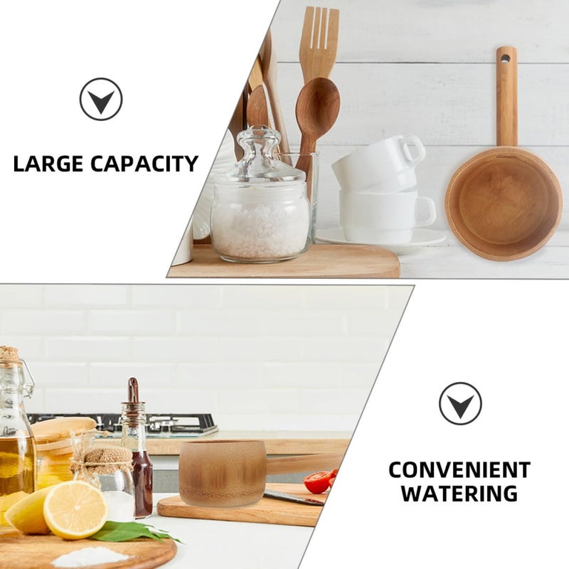Long Handle Water Ladle 2 Pack Natural Wood Kitchen Scoop For Soup Garden And Tea Ceremony - Image 4