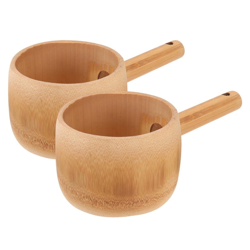 Long Handle Water Ladle 2 Pack Natural Wood Kitchen Scoop For Soup Garden And Tea Ceremony - Image 2