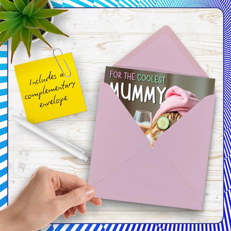 Stuff4 Funny Mummy Birthday Card - Relaxing Bath Cat - Cheeky Happy Birthday Card for Mummy from Son Daughter  5.7 Inch Joke Humor Bday Greeting Cards - Image 5