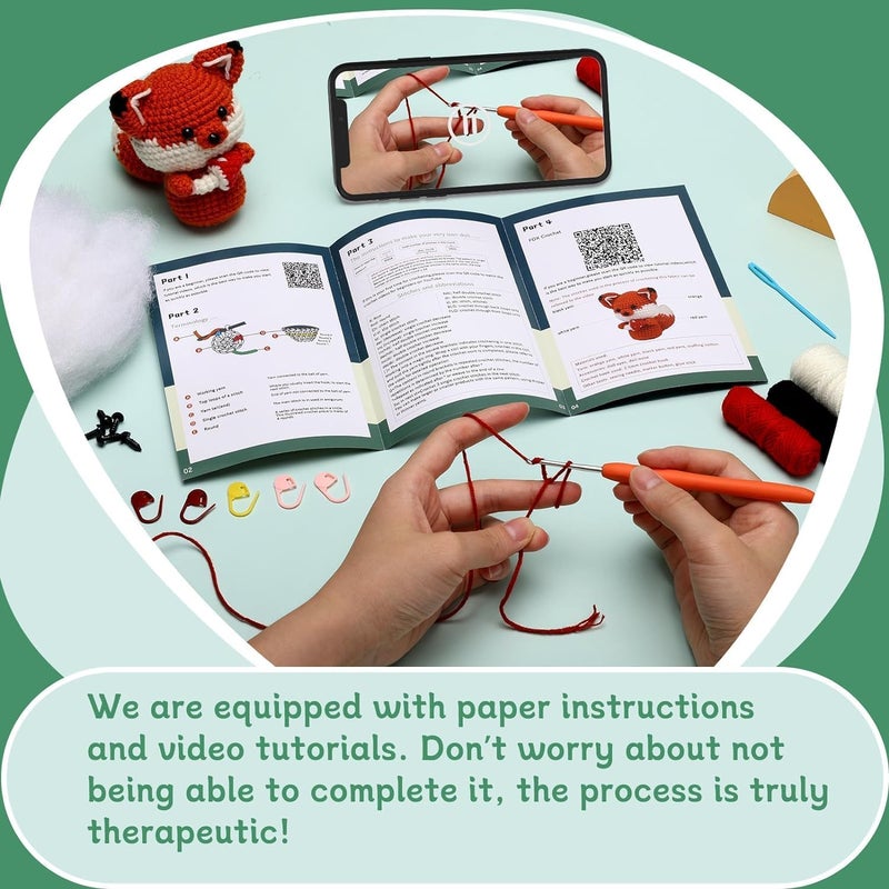 TREXEE طقم كروشيه TREXEE مع خيوط سهل الاستخدام للمبتدئين مجموعة DIY للكروشيه والحياكة تشمل خيوط للكروشيه، إبر كروشيه، وإكسسوارات DIY طقم كروشيه مثالي - Image 4