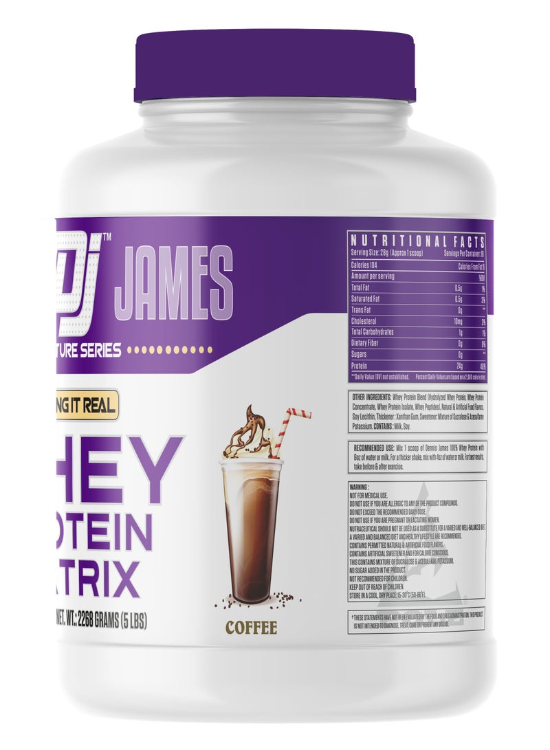 دينيس جيمس Whey Protein Matrix من Dennis James Signature Series - 5 باوند (نكهة القهوة) - Image 3