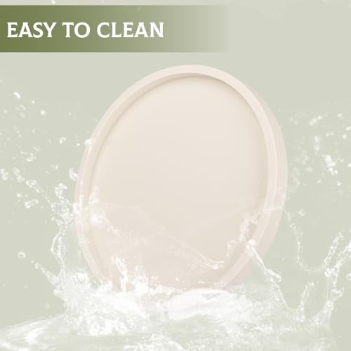 Heagoale Silicone Bathroom Tray Round Vanity Tray Decorative Soap Holder Kitchen Countertop Organizer Coffee Table Decor for Candle, Perfume, Plant, 9 Inch, Beige - Image 5