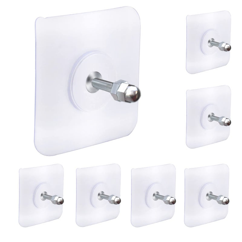 AIERSA Screw Free StickerAdhesive Hooks Heavy DutyWall Hooks for HangingSeamless Screws for Wall Mount2 in 1 Reusable for KitchenBathroomHomeOffice7 Pcs 16mm