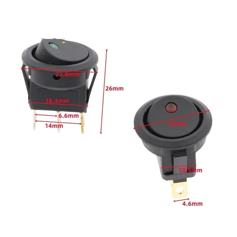 أزرق 12 فولت 16 أمبير KCD1 20 ملم مفتاح صخري دائري 3 دبابيس تشغيل/إيقاف مفتاح طاقة للسيارة ضوء نقطة - Image 3