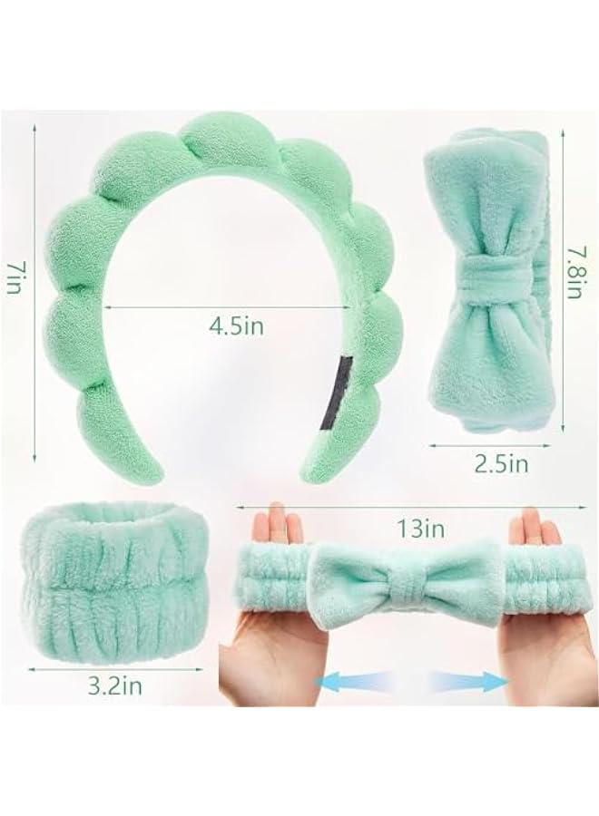 HOOKOR Head and Wrist Band for Women, Spa Headband and Wristband Set for Washing Face, Facial Mask, Makeup and Skin Care, Gifts for Women and Teen Girl Gifts Trendy Stuff, Green - Image 2