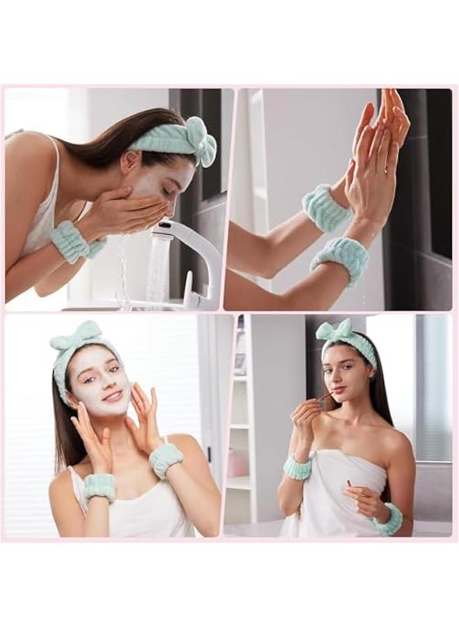 HOOKOR Head and Wrist Band for Women, Spa Headband and Wristband Set for Washing Face, Facial Mask, Makeup and Skin Care, Gifts for Women and Teen Girl Gifts Trendy Stuff, Green - Image 3