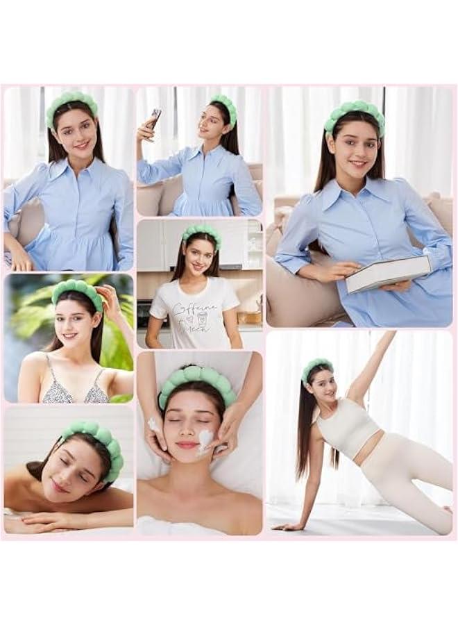 HOOKOR Head and Wrist Band for Women, Spa Headband and Wristband Set for Washing Face, Facial Mask, Makeup and Skin Care, Gifts for Women and Teen Girl Gifts Trendy Stuff, Green - Image 4
