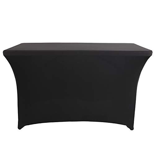 LZY Spandex Fitted Stretch Table Cover for 4ft or 6ft or 8ft Folding Table, Rectangular Cocktail Tablecloth, Perfect for Party or Banquet (4FT Black) - Image 2