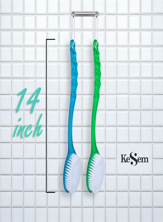 KESEM 2 Pack Back Scrubber Shower Brush with 14 inch Long Handle, Soft Bristles Full Body Skin Exfoliator for Bath Wet or Dry Brush for Men & Women - Image 3