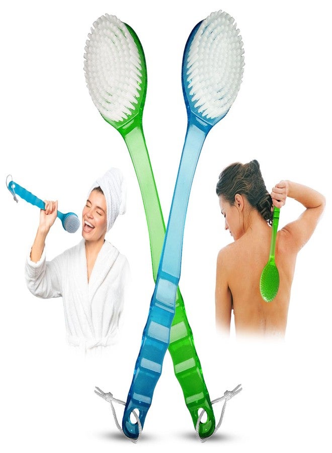 KESEM 2 Pack Back Scrubber Shower Brush with 14 inch Long Handle, Soft Bristles Full Body Skin Exfoliator for Bath Wet or Dry Brush for Men & Women - Image 1
