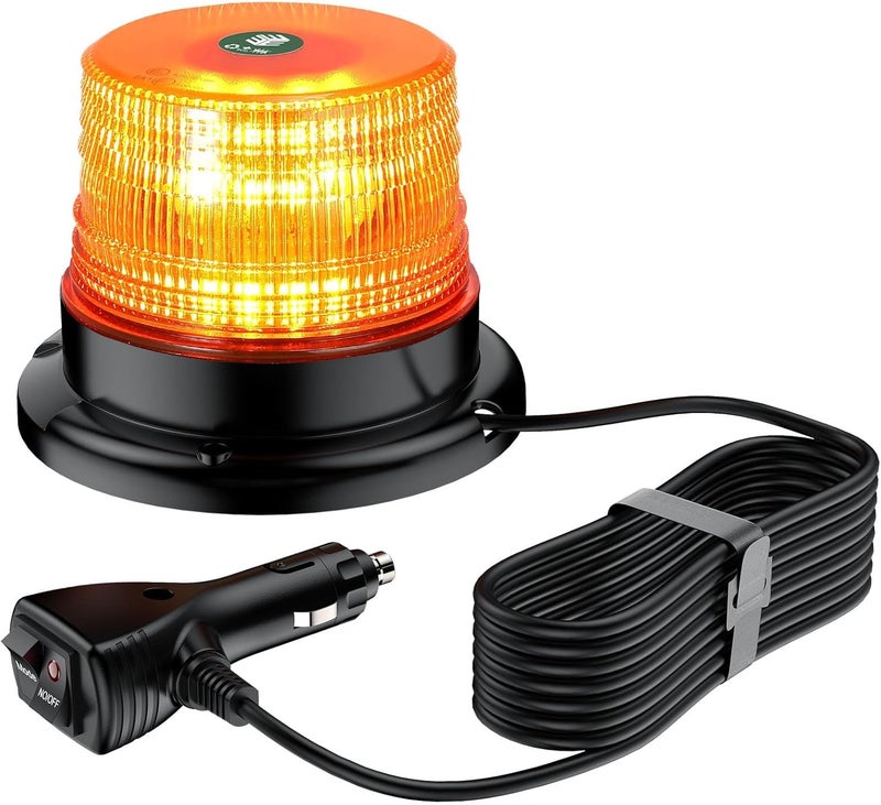 40 LED منارة دوارة، ضوء تحذير للسيارة بقوة 40 واط، ضوء دائري برتقالي، ضوء تحذير مغناطيسي وامض، ضوء ستروب منارة IP67 لشاحنات 12V/24V، مركبات، HGV، جرار | E57 IP67 - Image 1