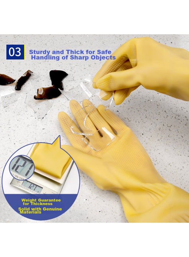 Yessel Yizhixuan Rubber Cowhide Gloves, 4 Pairs, 38cm Thick, For Household Cs, Kitchen, Dishwashing, Cleaning, Latex Gloves, One Size Fits All - Image 3