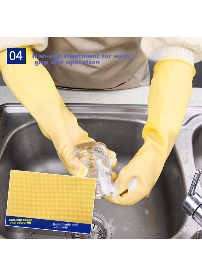 Yessel Yizhixuan Rubber Cowhide Gloves, 4 Pairs, 38cm Thick, For Household Cs, Kitchen, Dishwashing, Cleaning, Latex Gloves, One Size Fits All - Image 4