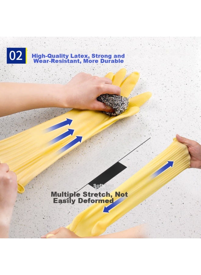 Yessel Yizhixuan Rubber Cowhide Gloves, 4 Pairs, 38cm Thick, For Household Cs, Kitchen, Dishwashing, Cleaning, Latex Gloves, One Size Fits All - Image 2