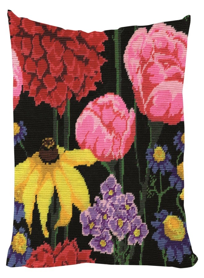 Tobin 2615 Stitched in Acrylic Yarn Midnight Floral Needlepoint Kit, 12" by 12", Multicolor