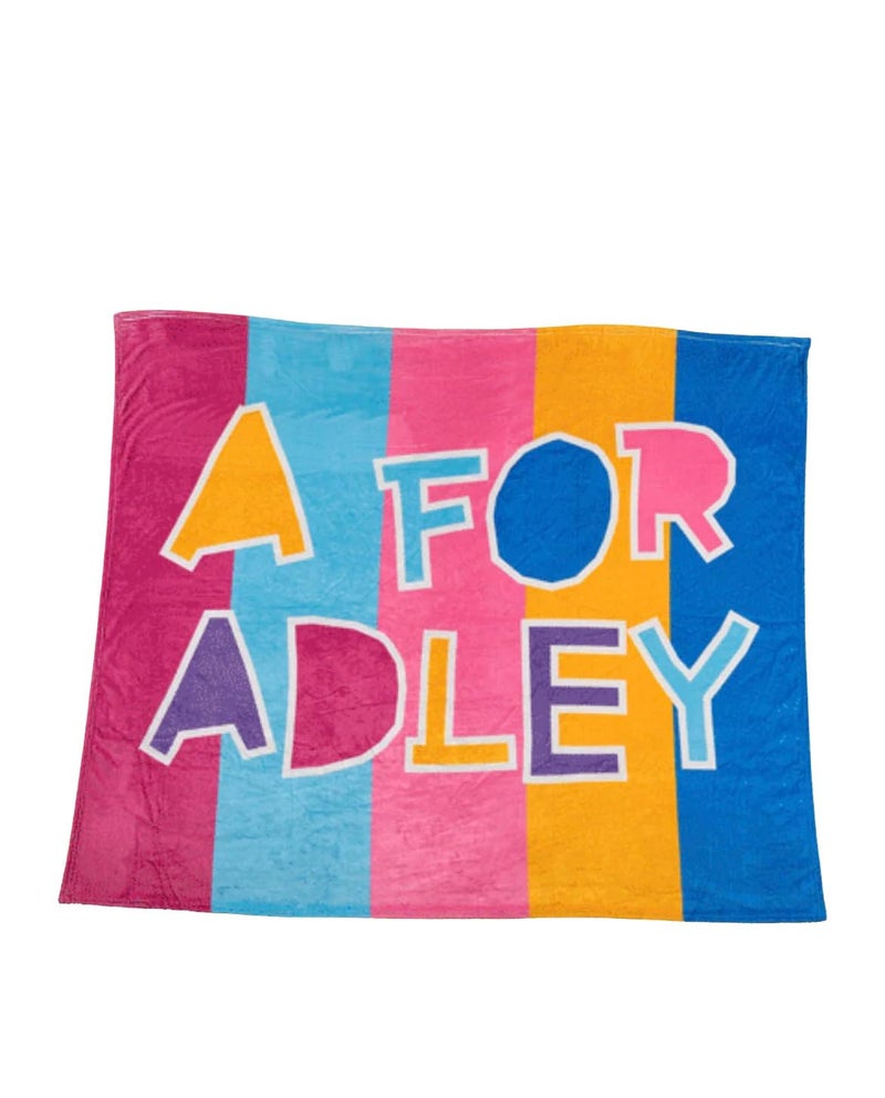 A FOR ADLEY A FOR ADLEY Merch Super Colorful and Super Big Comfy Cozy Blanket with Giant Adley Signature Logo Color Block