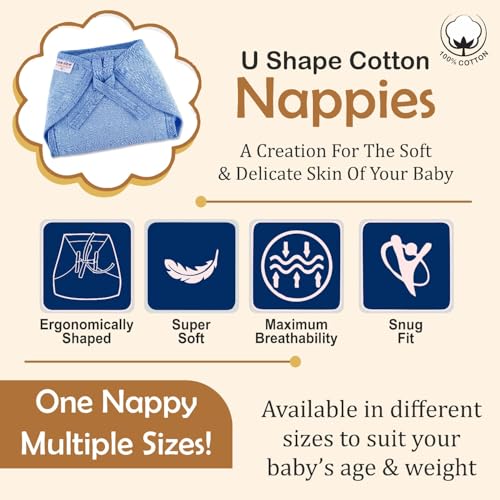 Bumsies Tie up Nappy For Babies, Reusable, Washable Soft Muslin Cotton Nappy/Langot for New Born Baby | Gentle on Baby Skin | Helps in Potty Training | 1-3 months | Pack of 5 | Printed - Image 5