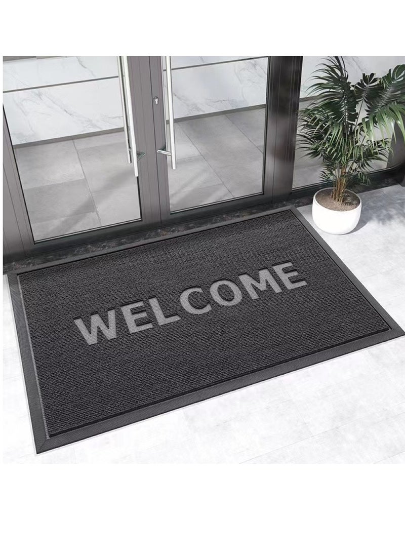 Kutis 1-Piece Welcome Anti-Skid Doormat Polyester Dark Grey 75x45 Centimeter  - Image 1