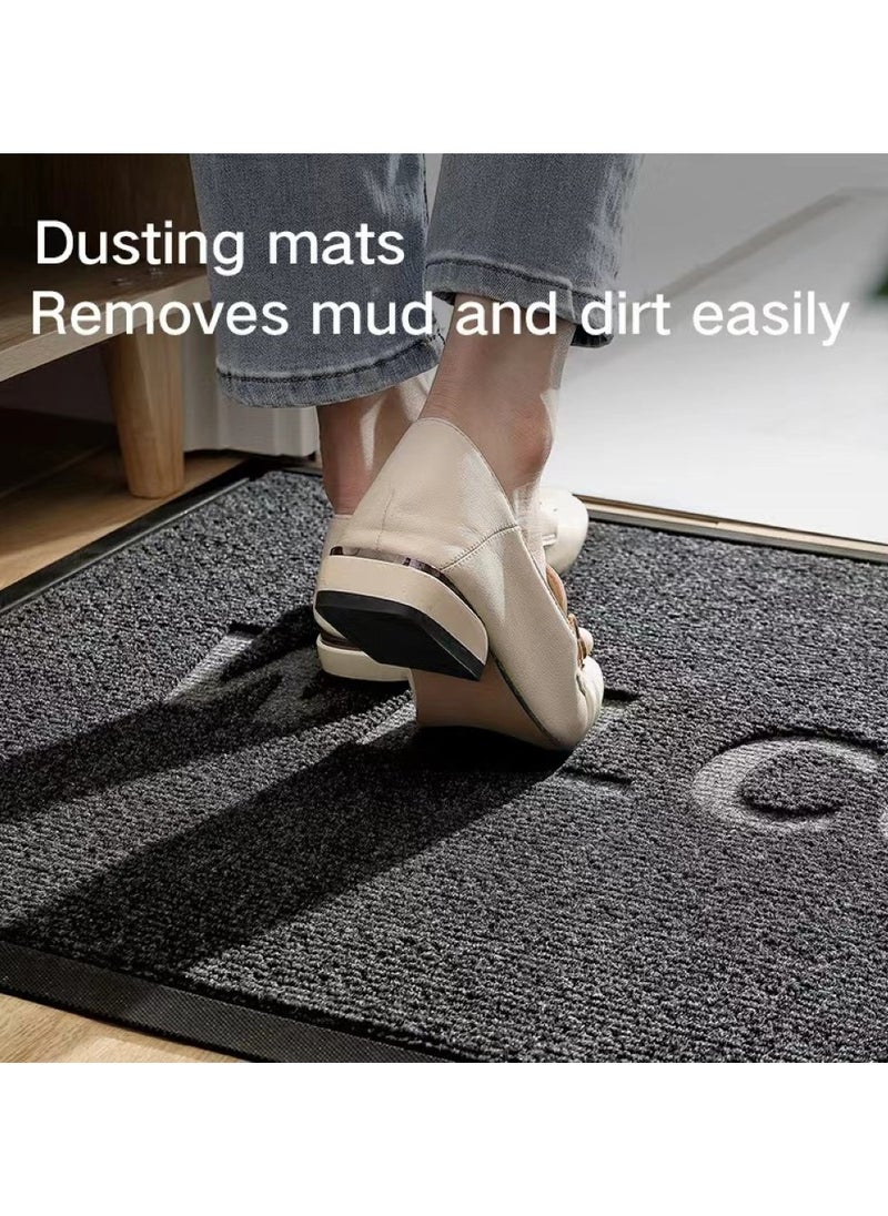 Kutis 1-Piece Welcome Anti-Skid Doormat Polyester Dark Grey 75x45 Centimeter  - Image 4