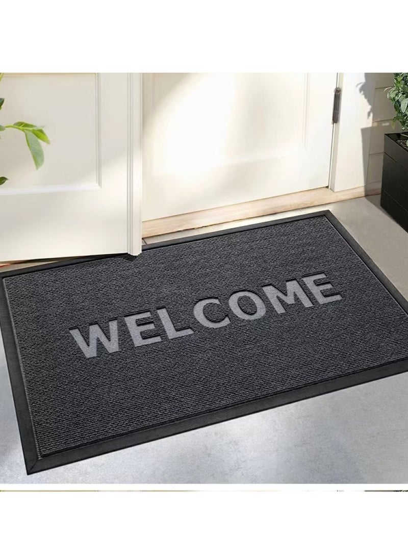 Kutis 1-Piece Welcome Anti-Skid Doormat Polyester Dark Grey 75x45 Centimeter  - Image 2