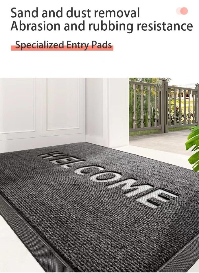 Kutis 1-Piece Welcome Anti-Skid Doormat Polyester Dark Grey 75x45 Centimeter  - Image 3