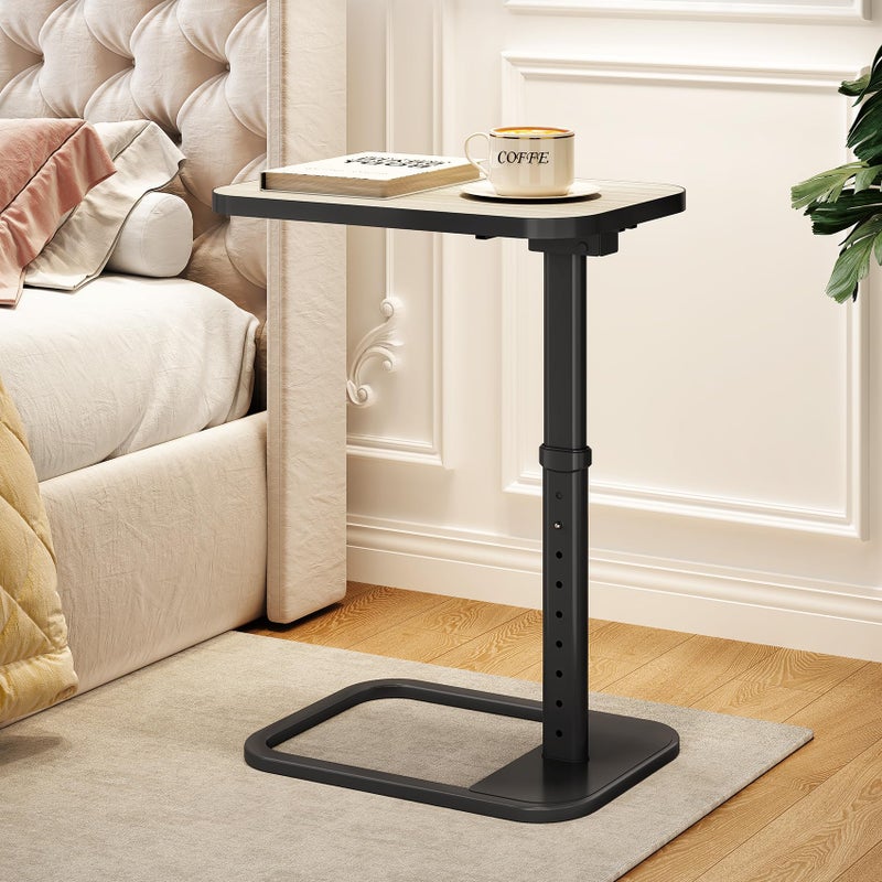 Kitstorack Driftwood Grey TV Tray Table, Adjustable Height & Rounded Metal Corners, Snack Table for Couch, Sofa, Bed, Chair, Living Room, C Shaped End Side Table for Eating, Dinner or Laptop, Small Spaces - Image 5