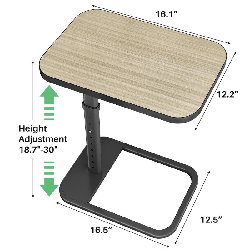 Kitstorack Driftwood Grey TV Tray Table, Adjustable Height & Rounded Metal Corners, Snack Table for Couch, Sofa, Bed, Chair, Living Room, C Shaped End Side Table for Eating, Dinner or Laptop, Small Spaces - Image 4