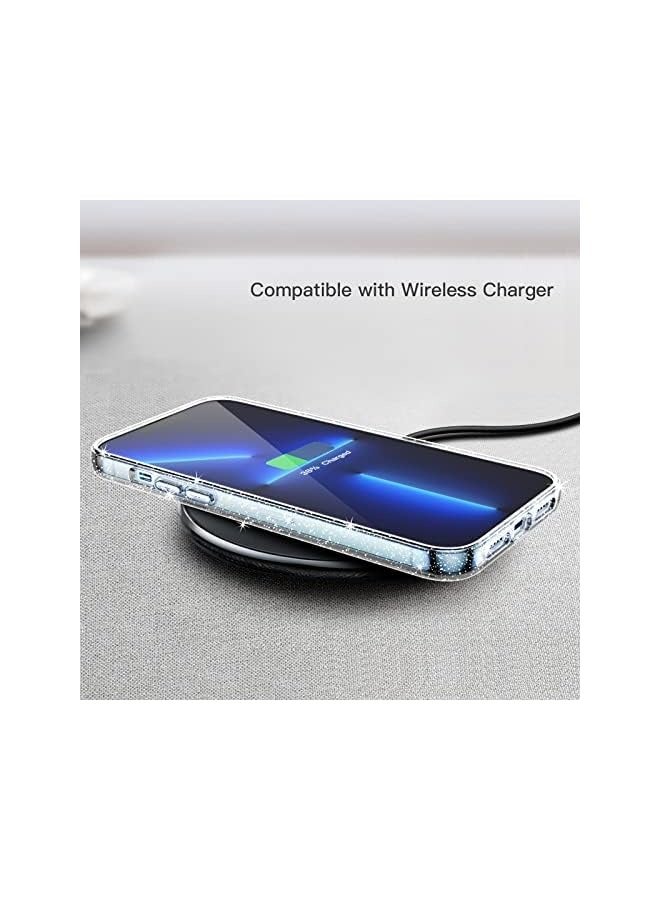 Jetech Glitter Case for iPhone 13 Pro Max, 6.7-Inch, Bling Sparkle Shockproof Phone Bumper Cover, Cute Sparkly for Women and Girls (Clear) - Image 5