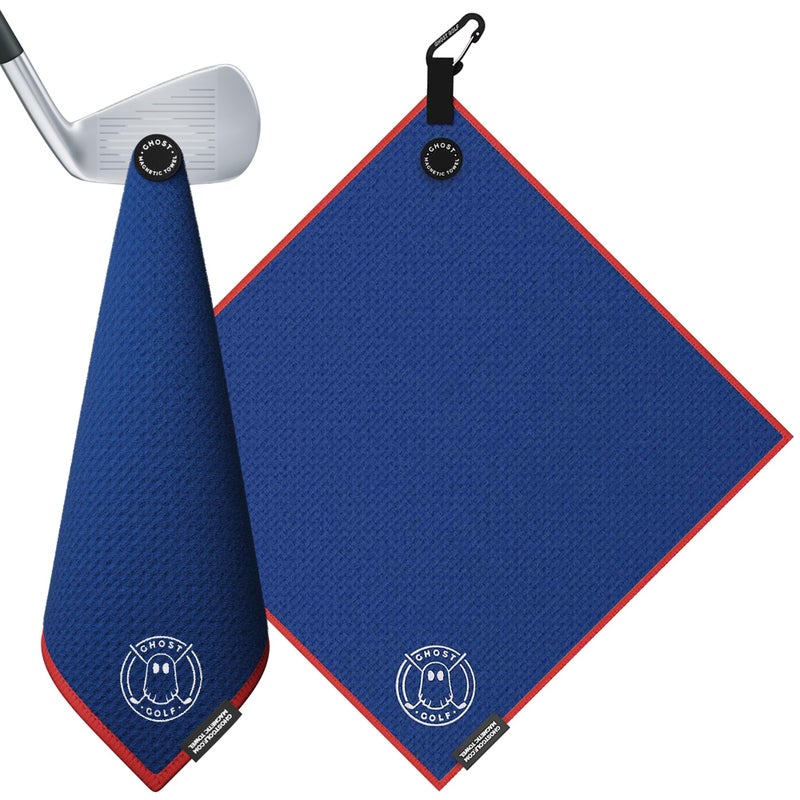 Ghost Golf Magnetic Towel Greenside Premium UltraAbsorbent Microfiber Golf Towel with Magnet for Golf Carts or Clubs 18 x 18 Golfing Gear Waffle Weave Pattern Blue