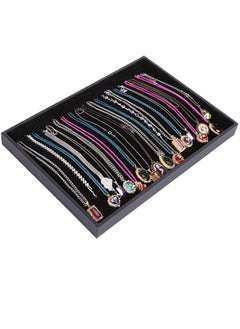 PADOM Padom Jewelry Tray Organizer, Necklace Pendant Organizer Watch Storage Rings Earrings Bracelet Organizer Tray Showcase Display Velvet Stackable Jewelry Storage BLACK COLOR Necklace  - Image 4