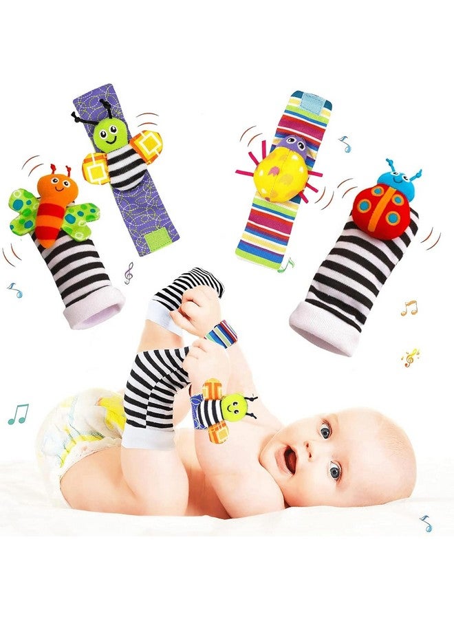 BeFunky Butterfly Wrist Rattles and Foot Finder Sock Toy for Toddlers, Baby Essentials and Gifts for 0-3, 3-6, 6-12 Months (Pack of 4) - Image 1
