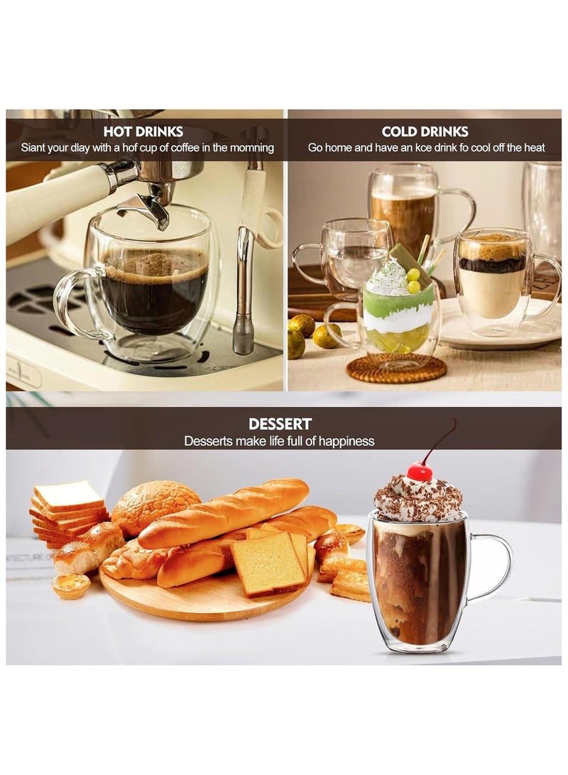 HOME ZONE Double-Walled Glass Coffee Mugs with Bamboo Lid - 450ml (Set of  2) - Image 4