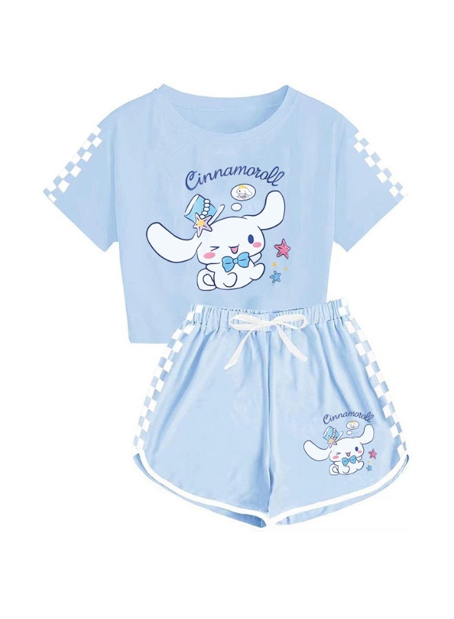 Cinnamon dog men's and women's children's T-shirt shorts printed sports suit the best gift for family and friends - Image 1