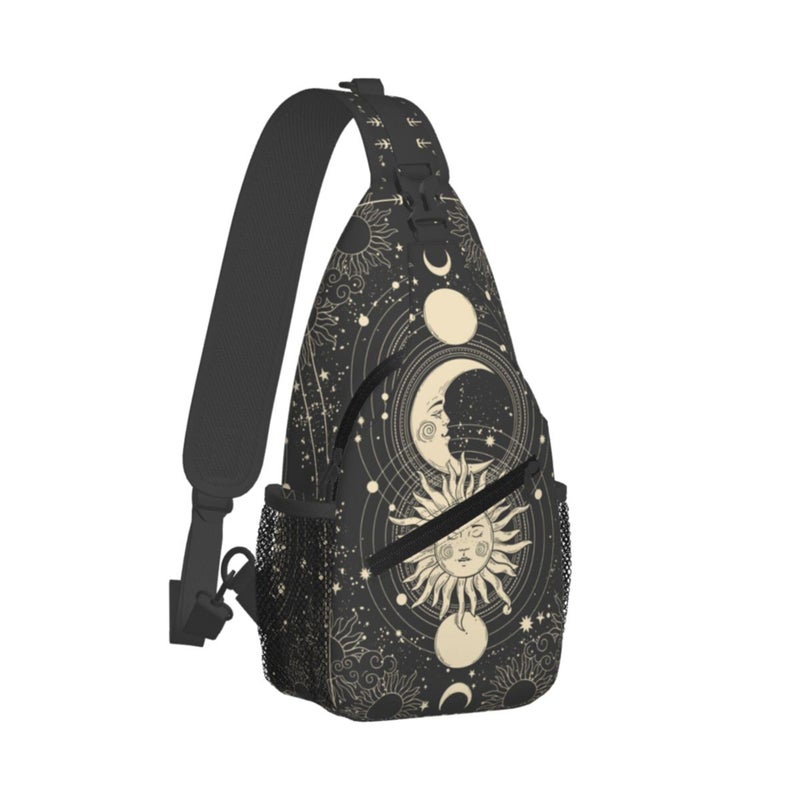 BEIANSHUO Vintage Sun Moon Stars Small Crossbody Backpack Sling Bag for Men Women Mini One Shoulder Chest Bags Gym Sport Travel Hiking Daypack - Image 2