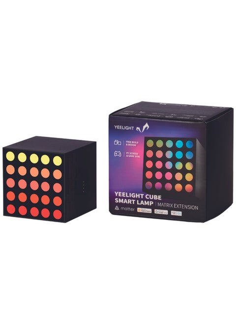 Yeelight Cube Smart Lamp Matrix Extension Black | Free Build and Design | PC Screen and Game Sync | Dynamic Lightning | ARGB Multicolor | Music Sync | Desktop Control