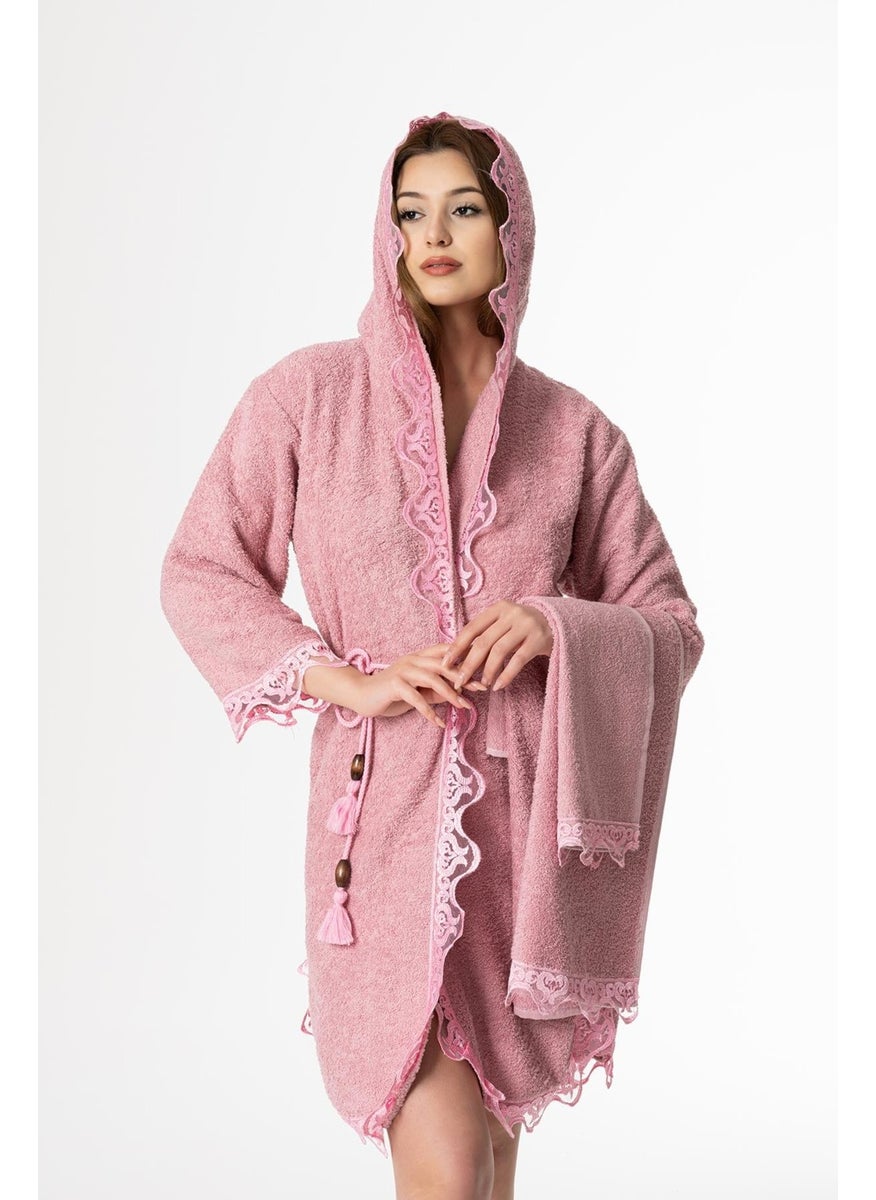 Ender Home Rosa Bridal Bathrobe Set 5 Pieces Lace Dowry Women's Bathrobe  - Image 3