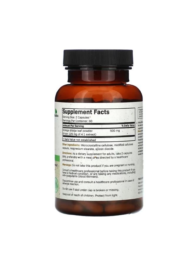 فيوتشر بايوتكس Ginkgo Biloba 500 mg 120 Vegetarian Capsules 250 mg per Capsule - Image 2